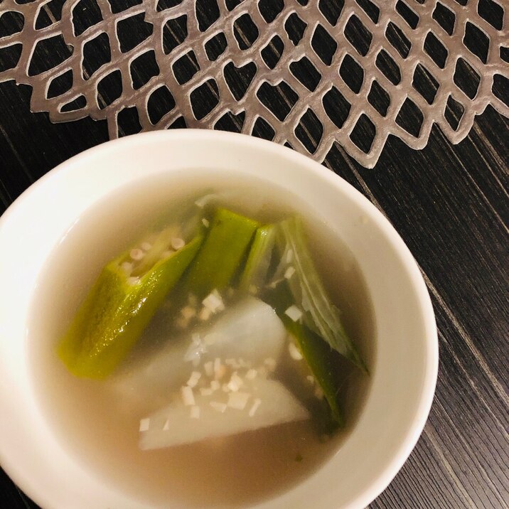 新生姜たっぷり☆オクラと大根のコンソメスープ